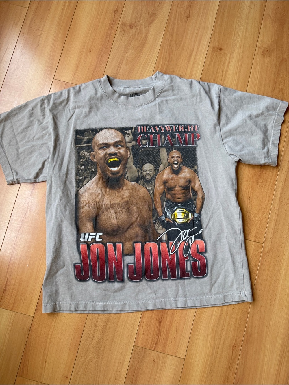 UFC Logo Cotton Crewneck Tee - Light Gray